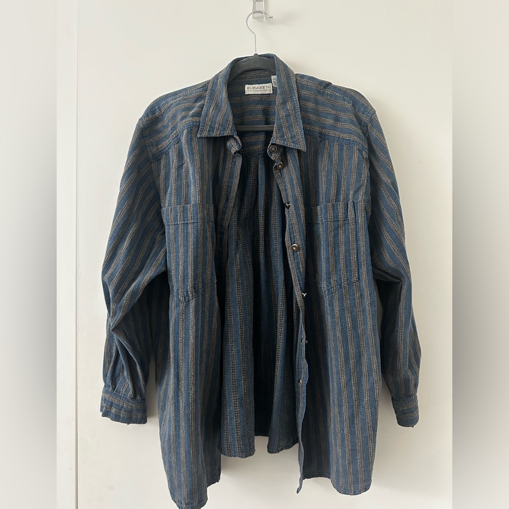 Vintage Denim Striped Button Down
